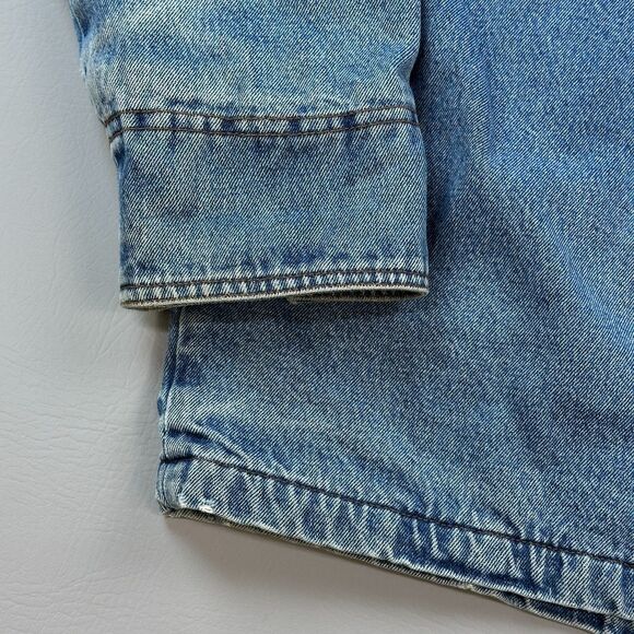 Vintage Wrangler hero Jacket Mens Medium Blue Denim Blanket Lined Utility Chore - Picture 10 of 16